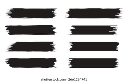Una colección de pinceladas negras en varias Formas audaces para aplicaciones de diseño creativo
