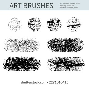 Collection of black brushes. Vector illustration. Isolated on white background. 