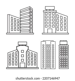 collection of black building silhouette vector images, top view. perfect for building design projects and more