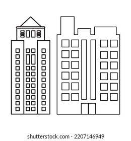 collection of black building silhouette vector images, top view. perfect for building design projects and more