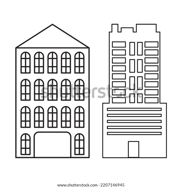 Collection Black Building Silhouette Vector Images Stock Vector ...