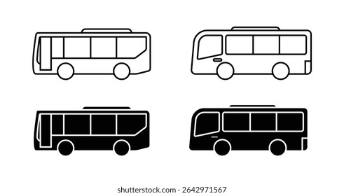 Collection of black bus vector icons