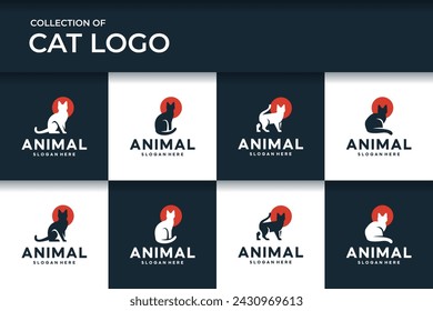 collection of black cat , elegant set icon , vector design.