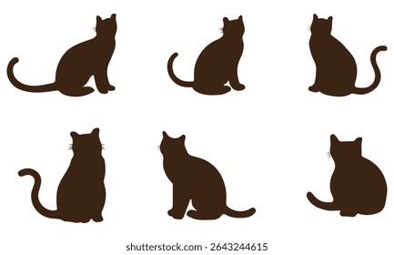 a collection of black cat silhouettes in various dynamic and relaxed poses. eps 10