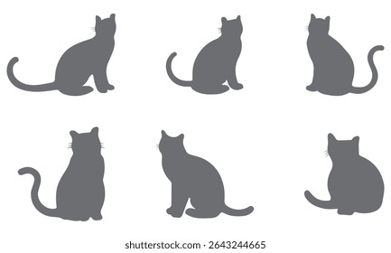 a collection of black cat silhouettes in various dynamic and relaxed poses. eps 10