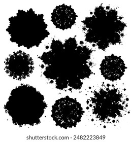 Colección de círculos negros sobre un fondo blanco liso