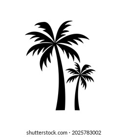 Collection of Black Coconut trees Icon. Can be used to illustrate any nature or healthy lifestyle topic.