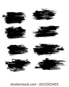 Collection of black color scribble vector brush stroke banner background