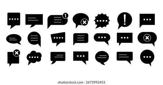 Sammlung von schwarzen Farbe Sprache Blasen Chat Nachricht Symbol Vektor Design Illustration Sets