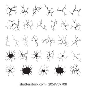 Collection of black cracks and damage.