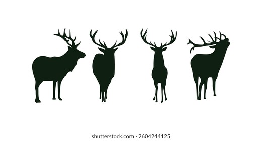 Collection Black Deer Silhouette Vector. Black Deer Silhouette Vector Collection – Wildlife Animal Silhouettes