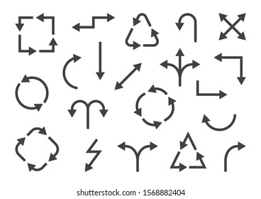 Collection black differents arrows isolated on white background. Vector illustration