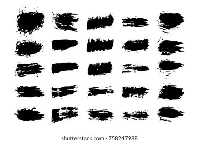 Collection black dirty design element. Grunge brush stroke, paint artistic set. Grunge texture collection. Art brushes included in EPS file