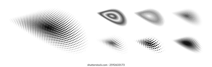 Collection of Black dots halftone design element, Vector.