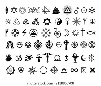 Collection Black Esoteric Occult Symbols On Stock Vector (Royalty Free ...