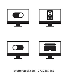 Collection of black filled device symbols on screens
