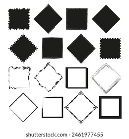 Collection of black frame shapes. Assorted borders set. Decorative square frames. Vector illustration. EPS 10.