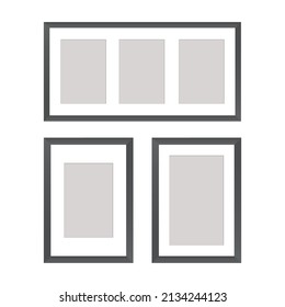 Collection of black frames, stylish black photo frame.