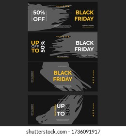 collection of black Friday banner in black and white and yellow