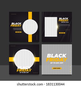 Collection of Black Friday sale banner or poster can be used for social media feed or post template in dynamic concept