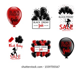 Collection of Black Friday Sale logos. Vector illustration.