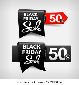 Collection of black friday web tag banner promotion sale discount style vector illustration eps10