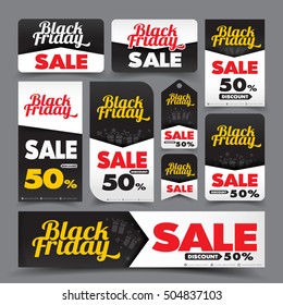 Collection of black friday web tag banner promotion sale discount style vector illustration eps10