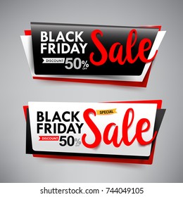 Collection of black friday web tag banner promotion sale discount style vector illustration eps10