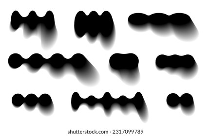 Collection of black geometric forms with transparent shadow