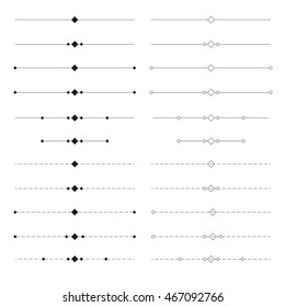 Colección de divisores vectoriales geométricos negros, aislados en fondo blanco. Conjunto vectorial de divisores. Elementos de diseño aislados.