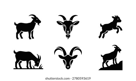 Collection of black goat silhouettes