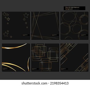 Collection of Black and Gold Pattern abstract Background vector 