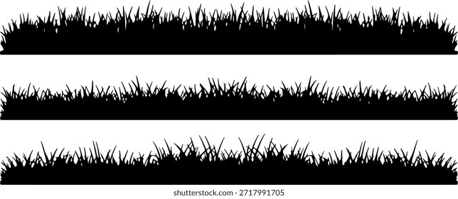 colección de siluetas de hierba negra en líneas Horizontales