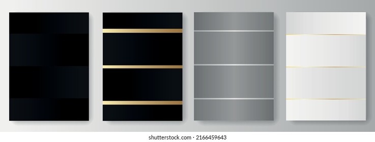Collection of black and gray backgrounds with golden elements