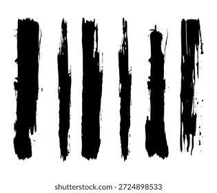 Coleção de elementos de pincel grunge preto apresenta traçados arrojados, ásperos perfeitos para adicionar textura a projetos digitais. Essas ilustrações vetoriais exibem diferentes estilos e variações de pincel, oferecendo versatilidade para projetos criativos, como planos de fundo, cartazes ou ilustrações. O alto contraste do preto contra um fundo branco acentua as formas únicas, tornando-as ideais para trabalhos de arte profissionais e pessoais. Use esses pincéis para aprimorar a narração visual e o talento artístico.