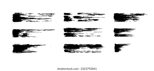 collection of black grunge brush stroke vector