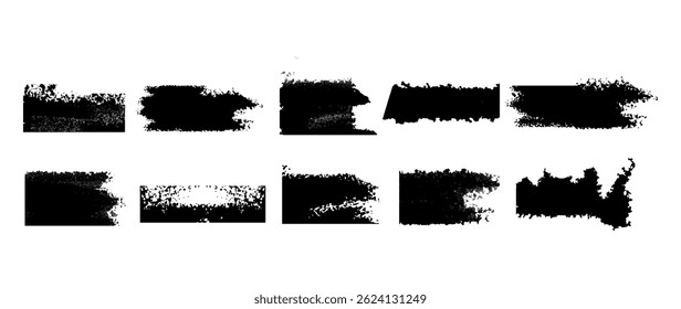 Collection of Black Grunge Brush Strokes