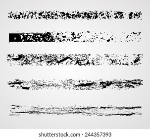 Collection of Black Grunge Original Brush Strokes . Distressed Texture. Vector. 