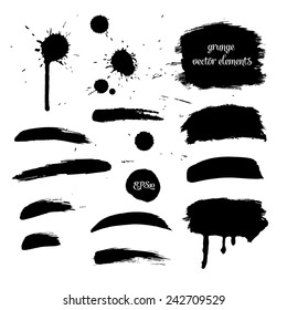 Collection black grunge watercolor element for design