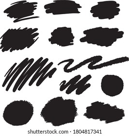 Collection d'images vectorielles grunge noir abstraite, brosses à brosse peintes à la main. Image vectorielle