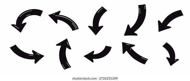 collection of black hand drawn arrows pointing in various