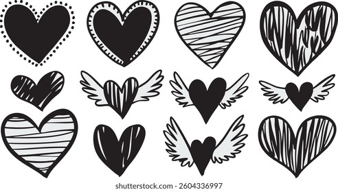 Collection of Black Heart Designs