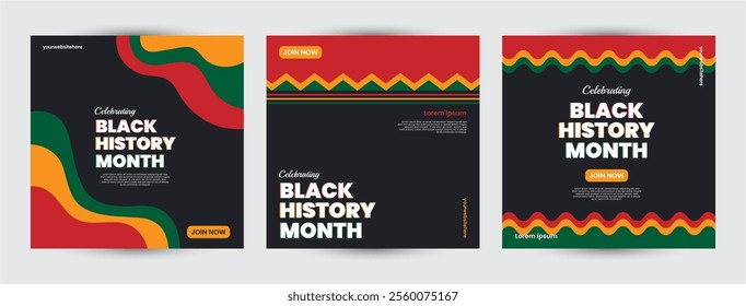 Collection of Black history month design for social media posts, greeting card, cover, sale promotion templates. Celebrating black history month