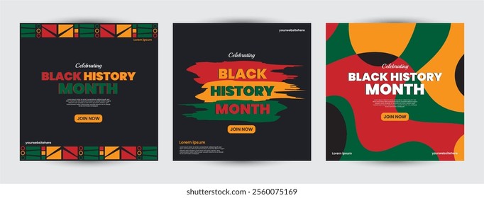 Collection of Black history month design for social media posts, greeting card, cover, sale promotion templates. Celebrating black history month