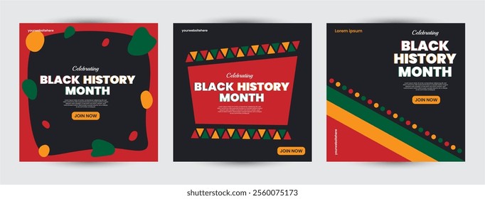 Collection of Black history month design for social media posts, greeting card, cover, sale promotion templates. Celebrating black history month