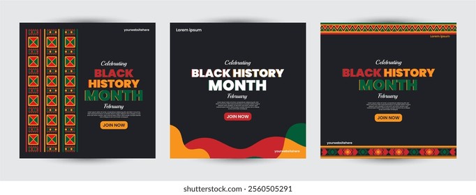 Collection of Black history month design for social media posts, greeting card, cover, sale promotion templates. Celebrating black history month