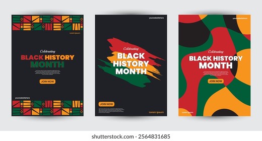 Collection of Black history month design for social media posts, greeting card, cover, sale promotion templates. Celebrating black history month