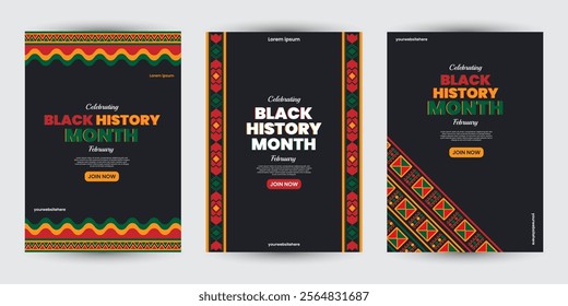 Collection of Black history month design for social media posts, greeting card, cover, sale promotion templates. Celebrating black history month