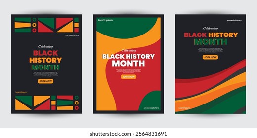 Collection of Black history month design for social media posts, greeting card, cover, sale promotion templates. Celebrating black history month