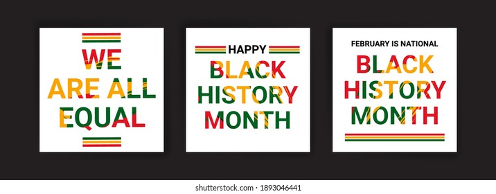 Collection of black history month social media posts. Celebrating black history month.